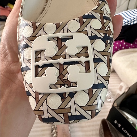 Tory Burch | Georgia Square-Toe Print Leather Ballet Flats (Tan Caning) - Picture 4 of 4